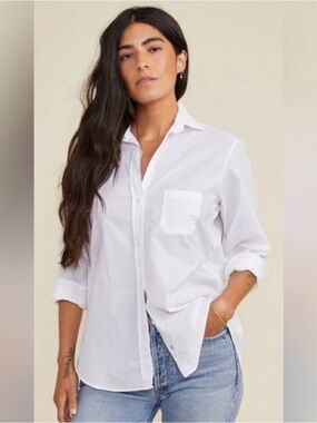 Grayson  Anthropologie White Button-Down Shirt Size Small EUC